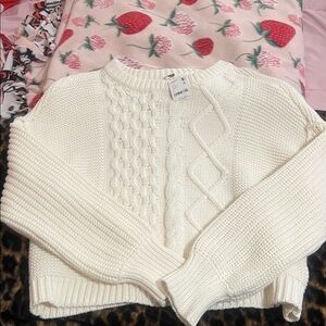 Free People Cream Cable Knit Sweater